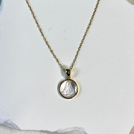 'Ruth' Small Pearl Our Lady of Sorrows Pendant Necklace