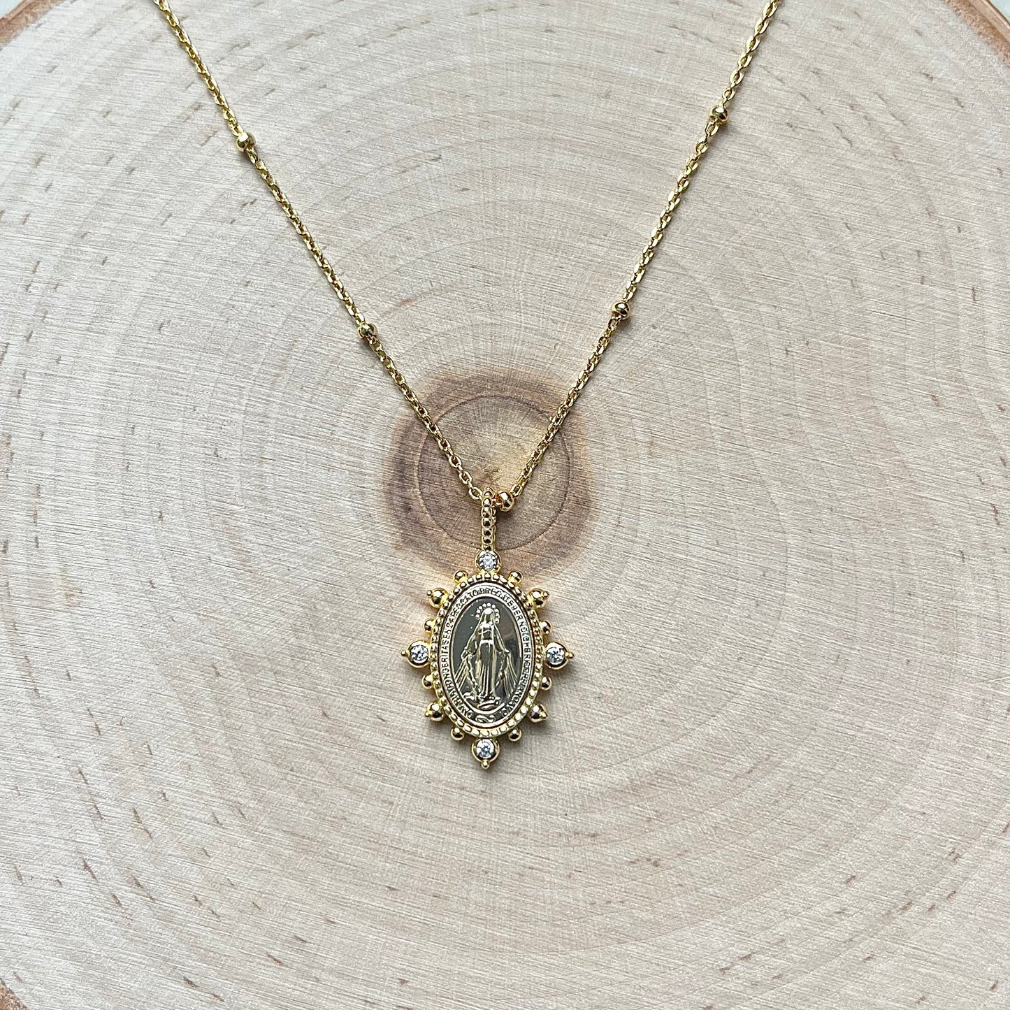 ‘Sky’ Miraculous Medal Pendant Necklace