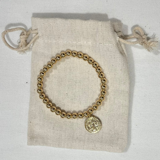 ‘Cyrus’ Medium Bead St. Benedict Stretch Bracelet