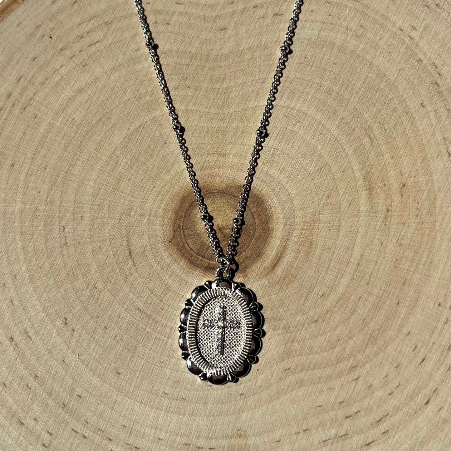 'David' Silver Cross Pendant Necklace