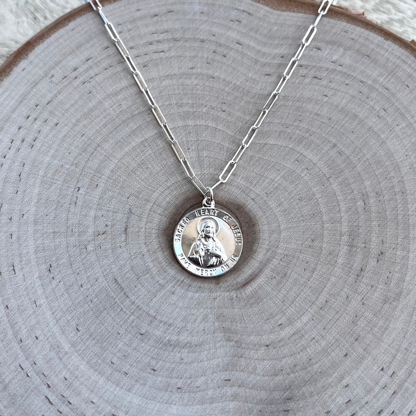 'Emmanuel' Sacred Heart Pendant Necklace