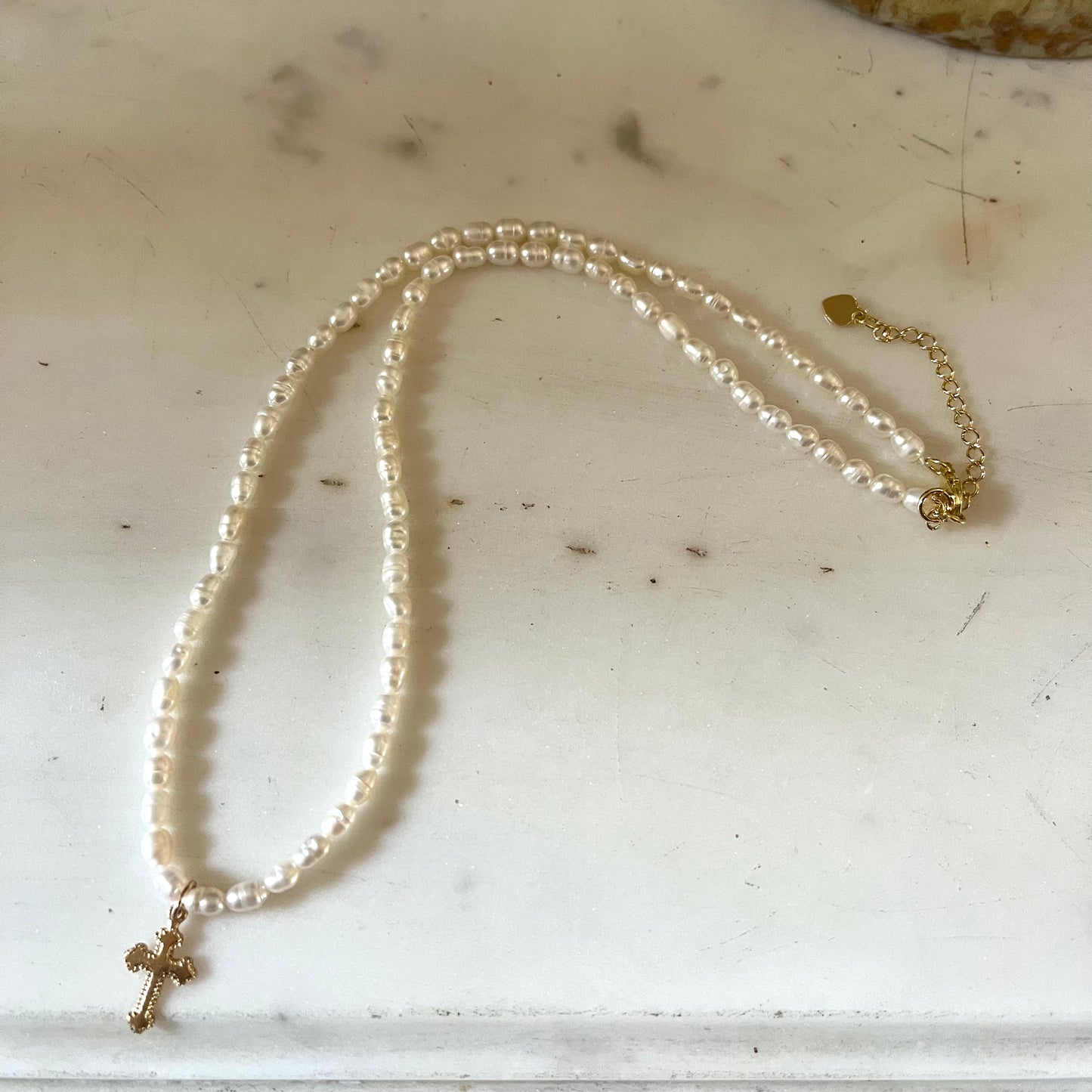 'Delilah' Cross Pearl Necklace