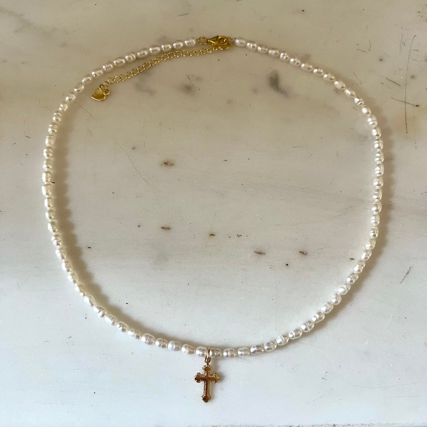 'Delilah' Cross Pearl Necklace