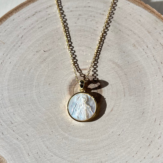 'Hannah' Pearl Immaculate Conception Pendant Necklace